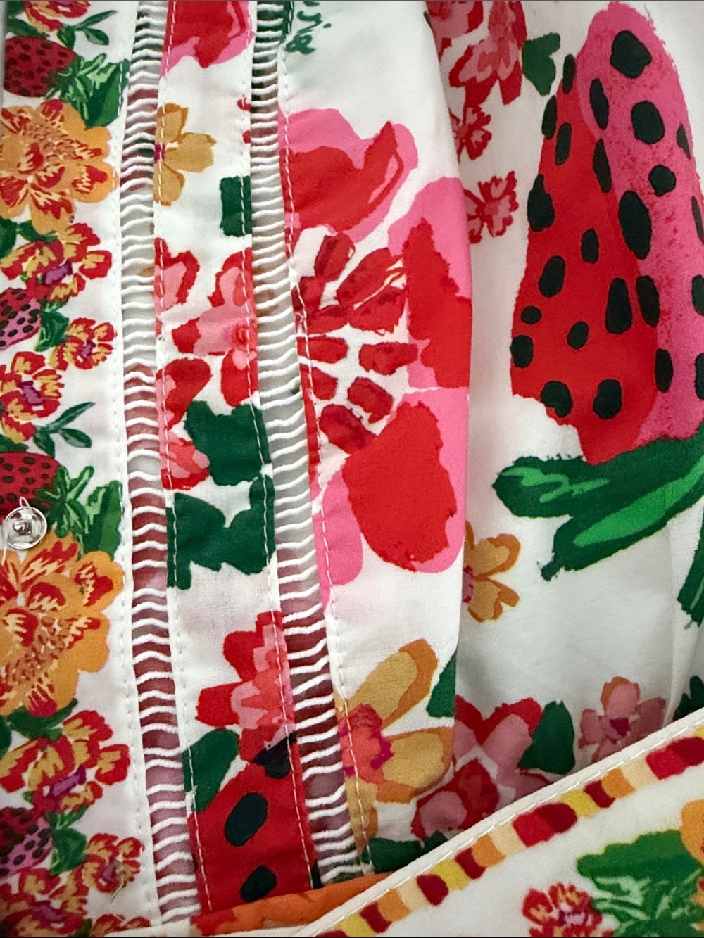 FARM Rio White Floral Print Romper with Pink, Red, Orange & Green - Picture 3 of 5